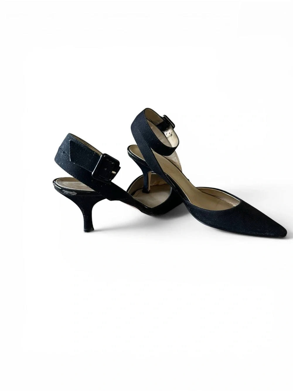 Caparros Black Pointed-Toe‎ Ankle-Strap Heels